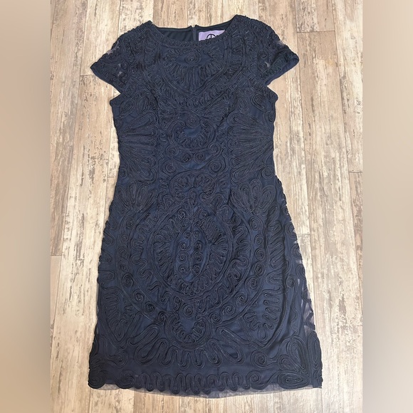 JS Collections Navy Embroidered Soutache Dress